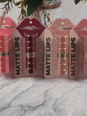 What A Beaut Matte Lips Long Lasting Matte Lipstick 4 Piece Set Coral Berry Nude